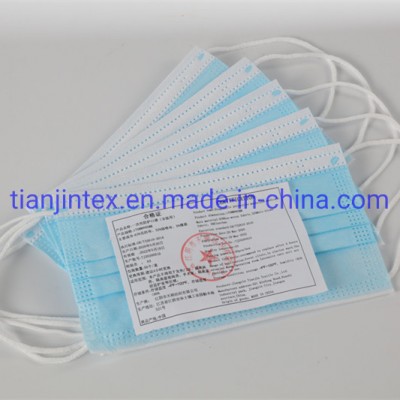 Wholesale 3ply Nonwoven Face Mask Disposable Protective Facial Mask Tie on Earloop  